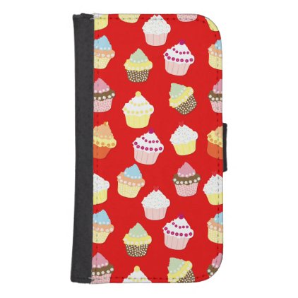 Dark Red Valentines Cup Cakes Wallet Phone Case For Samsung Galaxy S4