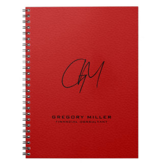 Dark-Red Vintage Leather Modern Monogram Notebook