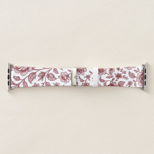 Dark Red Vintage Rose Pattern  Apple Watch Band (Band)