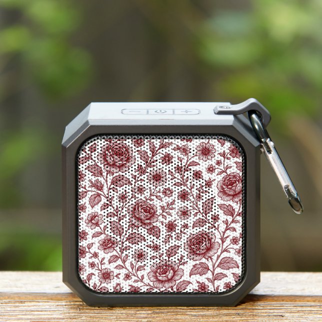 Dark Red Vintage Rose Pattern  Bluetooth Speaker (Insitu(Outdoor))