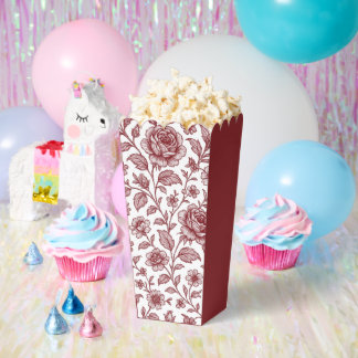 Dark Red Vintage Rose Pattern  Favor Boxes