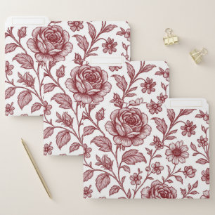 Dark Red Vintage Rose Pattern  File Folder