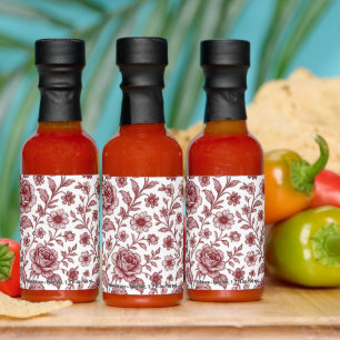 Dark Red Vintage Rose Pattern  Hot Sauces