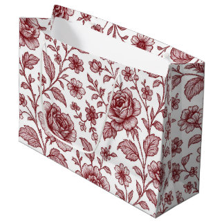 Dark Red Vintage Rose Pattern  Large Gift Bag