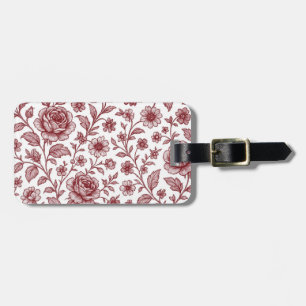 Dark Red Vintage Rose Pattern Luggage Tag