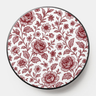 Dark Red Vintage Rose Pattern PopSocket