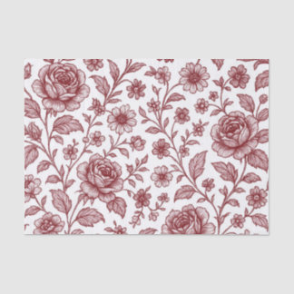 Dark Red Vintage Rose Pattern  Tissue Paper