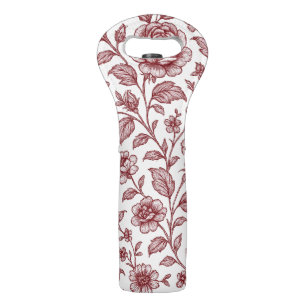 Dark Red Vintage Rose Pattern Wine Bag