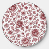 Dark Red Vintage Rose Pattern Wireless Charger (Front)