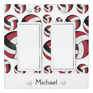 Dark Red Volleyball Pattern Light Switch Cover