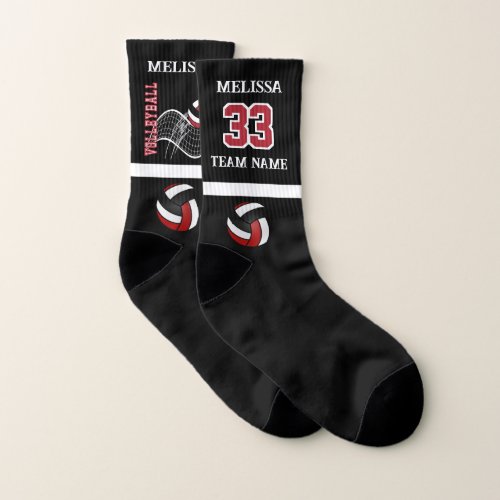  Dark Red Volleyball _ Personalize Socks