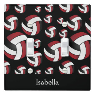 Dark Red Volleyball Sport Pattern Light Switch Cover