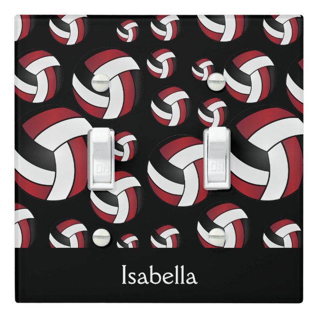 Dark Red Volleyball Sport Pattern  Light Switch Cover (In Situ)