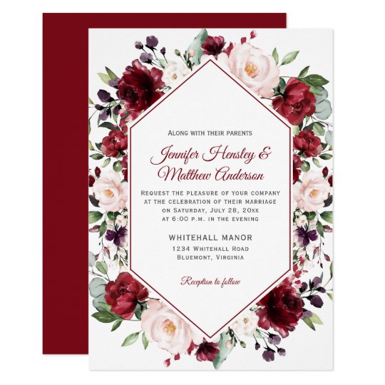 Red Floral Wedding Invitations 5