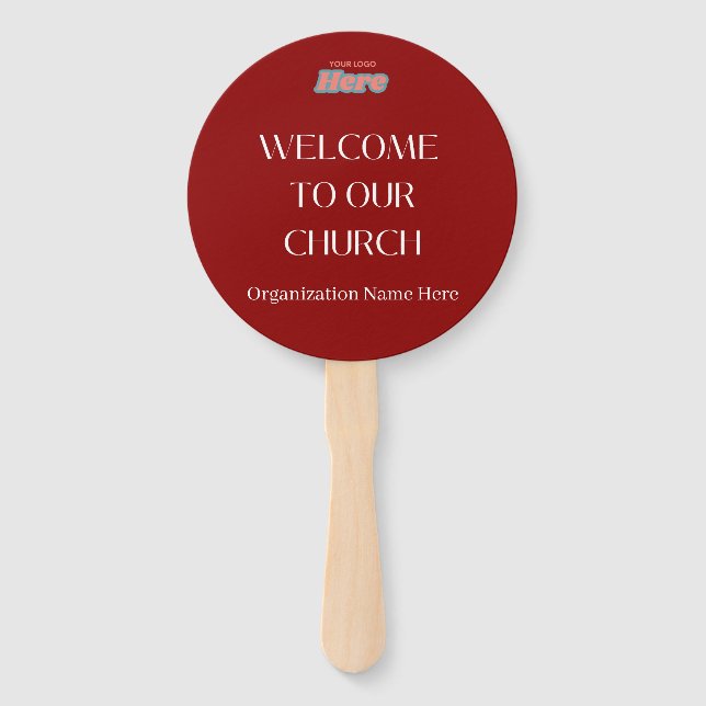 Dark Red Welcome Hand Fan (Front)