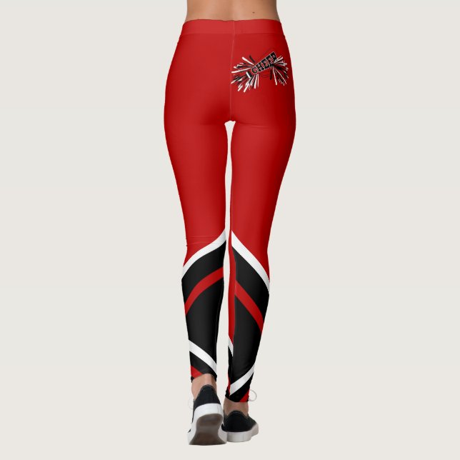 Dark Red, White and Black Cheerleader Megaphone Leggings (Back)