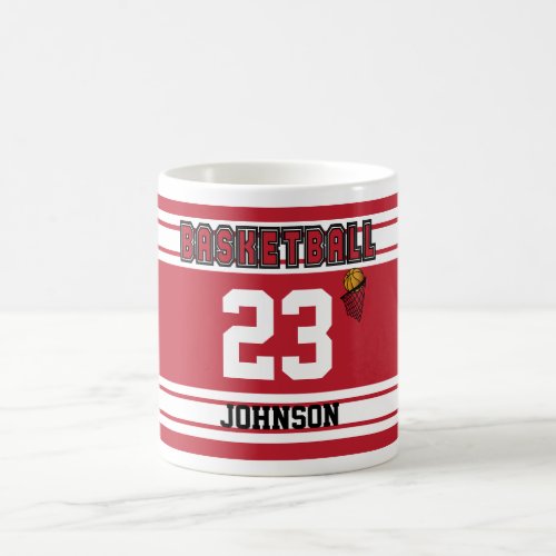 Dark Red  White Basketball Jersey Coffee Mug