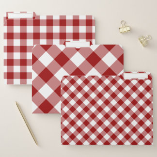 Dark Red White Buffalo Check Pattern File Folder