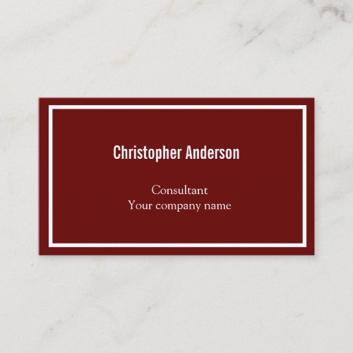 Dark Red White Minimal Professional Corporate  Business Card