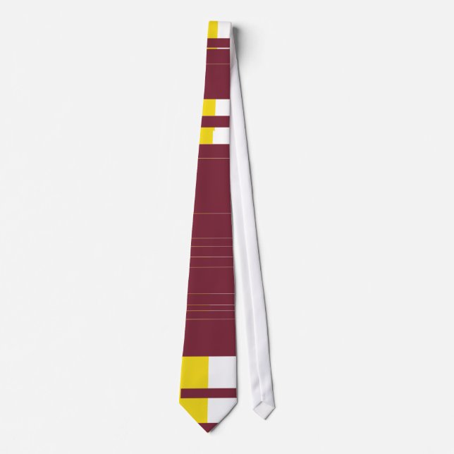 Dark red, white, orange Retro Striped Tie (Front)