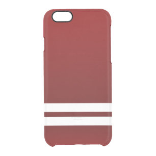 Dark Red White Racing Stripes Clear iPhone 6/6S Case