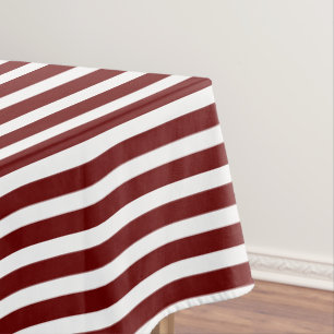 Dark Red/White Simple Stripes Pattern Tablecloth