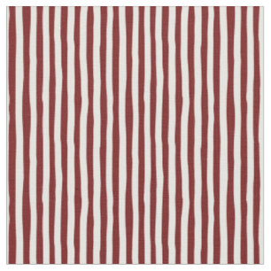 Dark Red & White Wonky Stripes Fabric