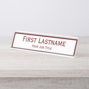 Dark Red Wine Custom Name Desk Name Plate