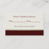 Dark Red with Apples Teacher's Business Card (Back)