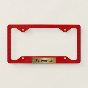 Dark Red with Black Polka Dots License Plate Frame