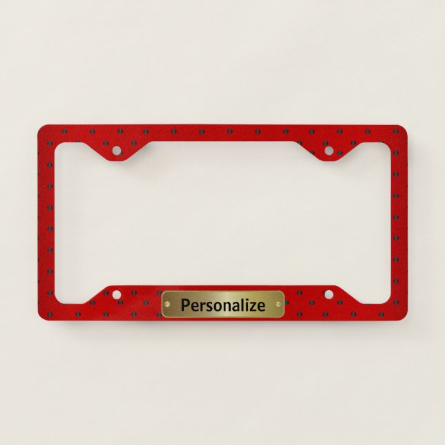 Dark Red with Black Polka Dots License Plate Frame (Front)