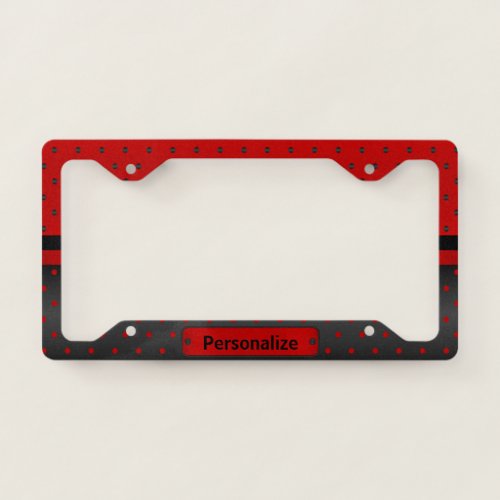 Dark Red with Black Polka Dots License Plate Frame