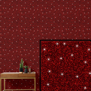 Dark Red with Sparkle Stars Wallpaper