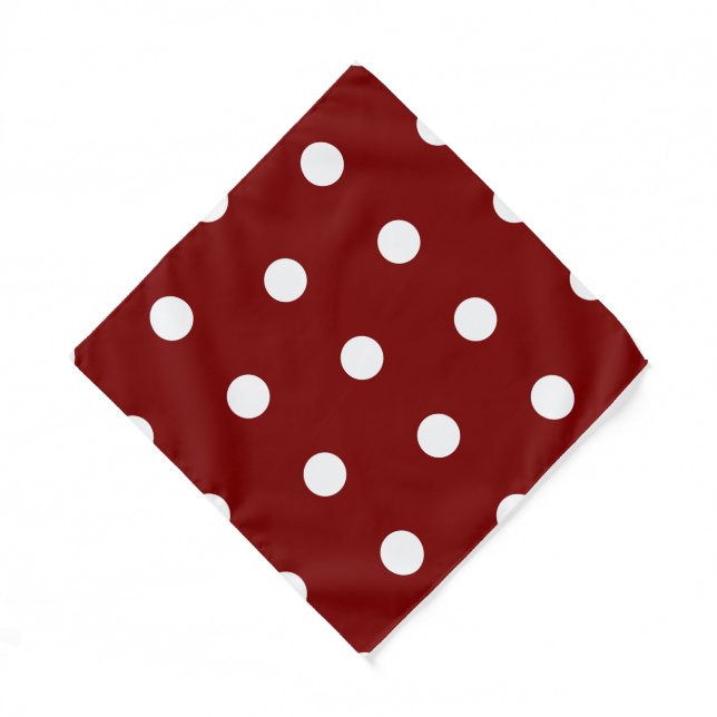 Dark Red with White Dot Accent Stylish Small Bandana (Front)