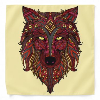 Dark Red Wolf Head Gray Burgundy Bandana by SterlingClouds at Zazzle