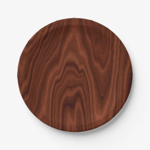Dark Red Wood Texture Paper Plates