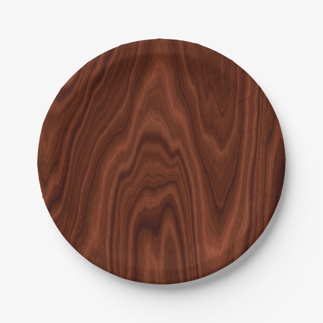 Dark Red Wood Texture Paper Plates (Front)