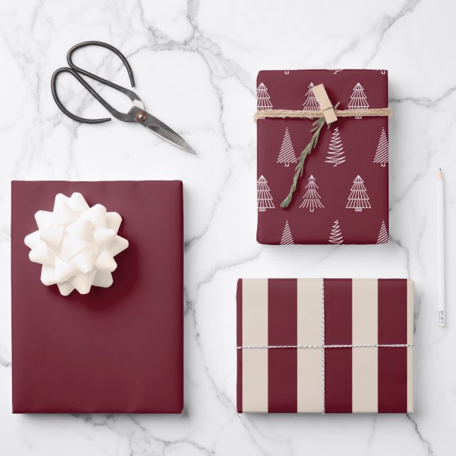 Dark Red - Wrapping Paper Set (Front)