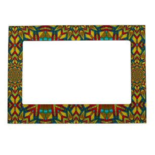 Dark Red Yellow Turquoise Geometric Pattern Ethnic Magnetic Frame