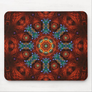Dark Reds Fractal Mandala  Mousepad