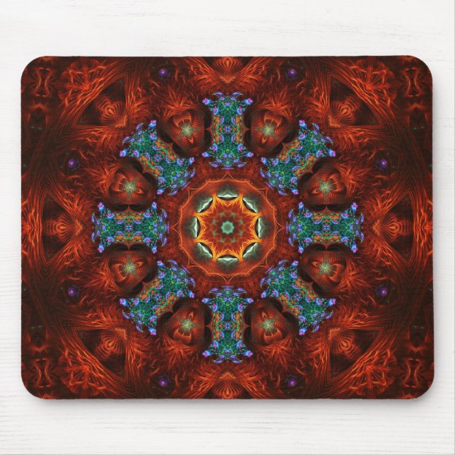 Dark Reds Fractal Mandala  Mousepad (Front)