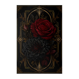 Dark Regency Crimson Rose Luxury Acrylic Wall Art