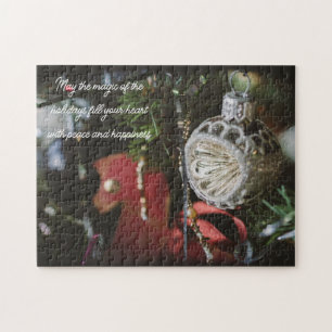 Dark retro Christmas tree Jigsaw Puzzle