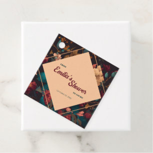 Dark Rich Floral Theme Bridal Shower Favor Tags