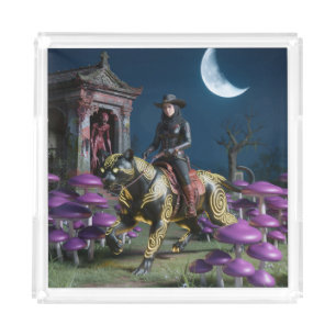 Dark Rider Black Cat Mushrooms Ghoul Acrylic Tray