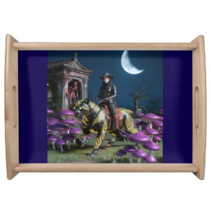 Dark Rider Black Cat Mushrooms Ghoul Serving Tray