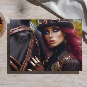Dark Rider Steampunk Victorian Lady Decoupage  Tissue Paper