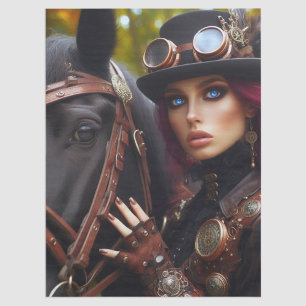 Dark Rider Steampunk Victorian Lady Decoupage Tissue Paper