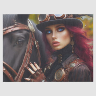 Dark Rider Steampunk Victorian Lady Decoupage Tissue Paper