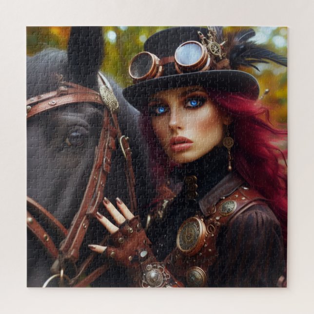Dark Rider Steampunk Victorian Lady Jigsaw Puzzle (Vertical)